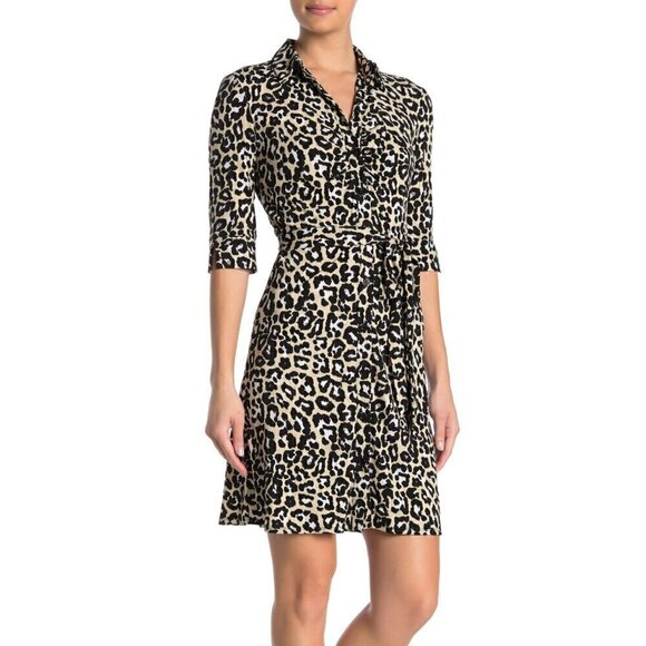NWT LAUNDRY BY SHELLI SEGAL Leopard Print Mini Shirt Dress - Picture 2 of 9